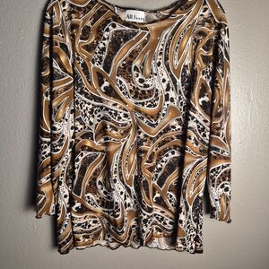 All HOURS Women’s Printed Long Sleeve Top in Brown Multicoured With Sequins